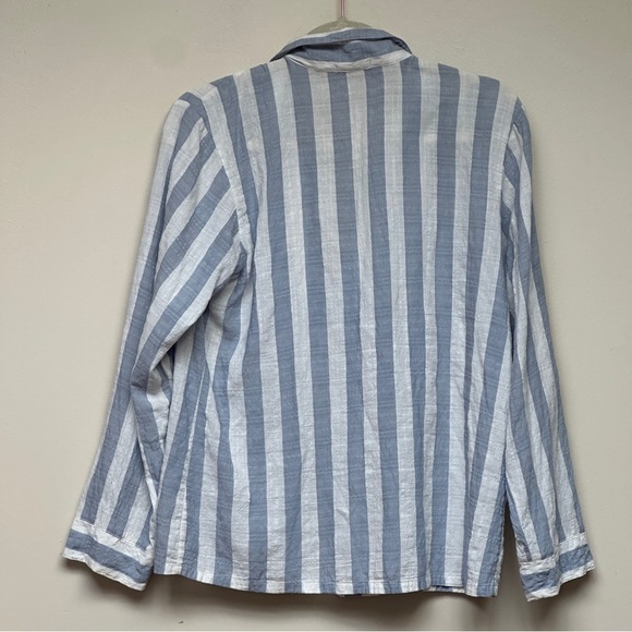 Eberjey Striped Blue and White Button Down Pajama Top - Picture 4 of 7